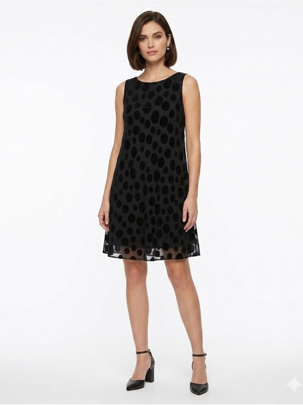 [Evan-Picone] Classic Black Spot Dress